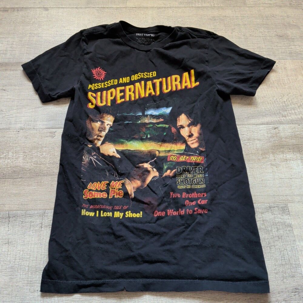 Hot Topic Supernatural Winchester Brothers Poster T-shirt Small S Black Graphic